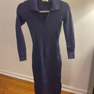 Marine Layer Deep Blue Long Sleeve Dress